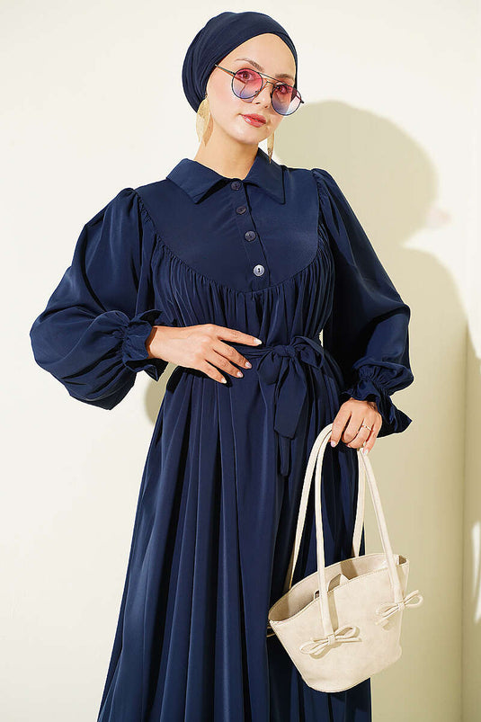 Navy Blau Gestepptes Kleid