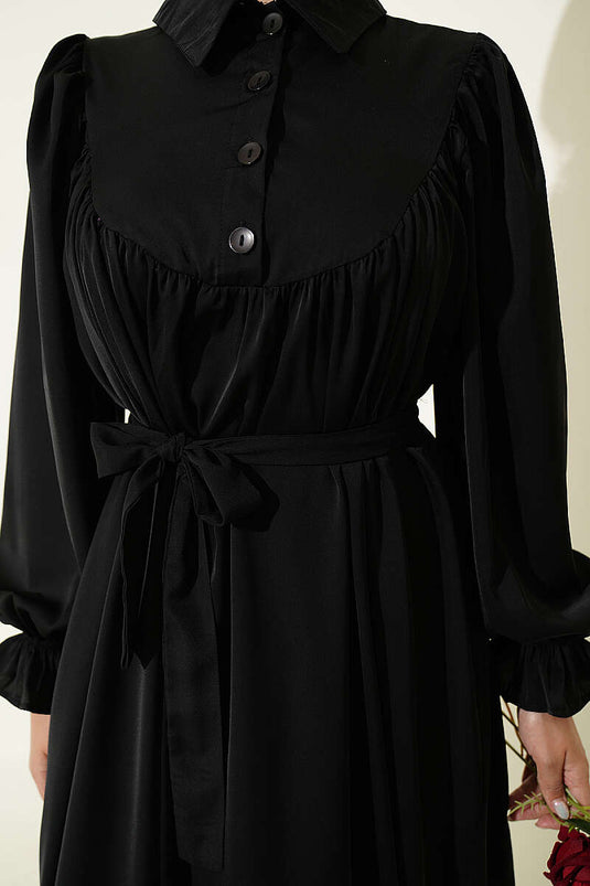 Robe À Élastique Avec Châle Noire