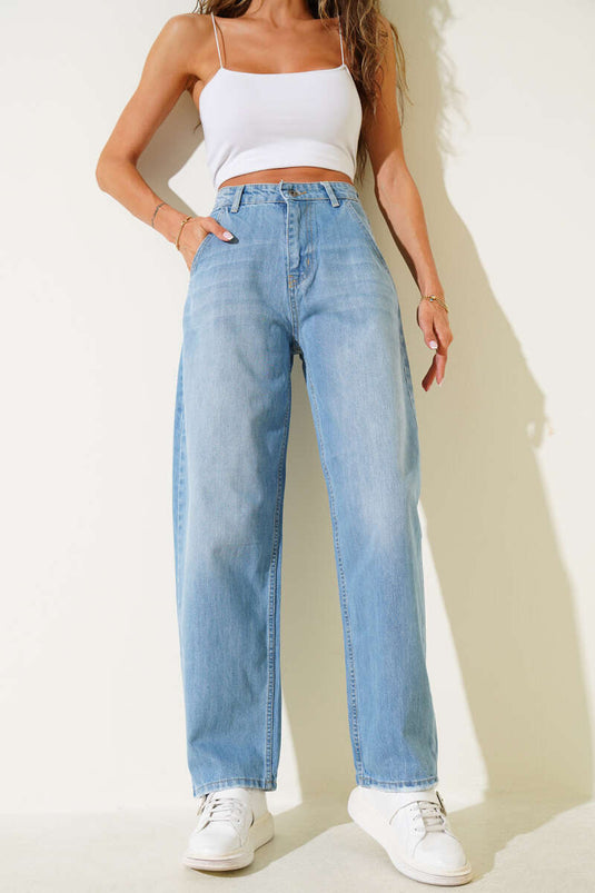Weite Baggy-Jeans, blau