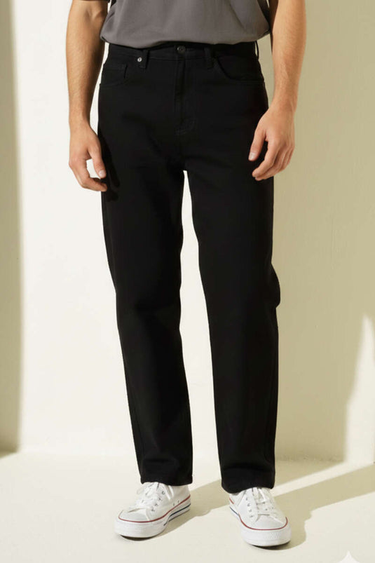 Pantalon en jean large pour homme noir Bol Paça