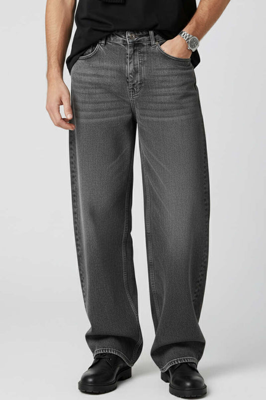 Men's Wide Leg Denim Trousers Grey