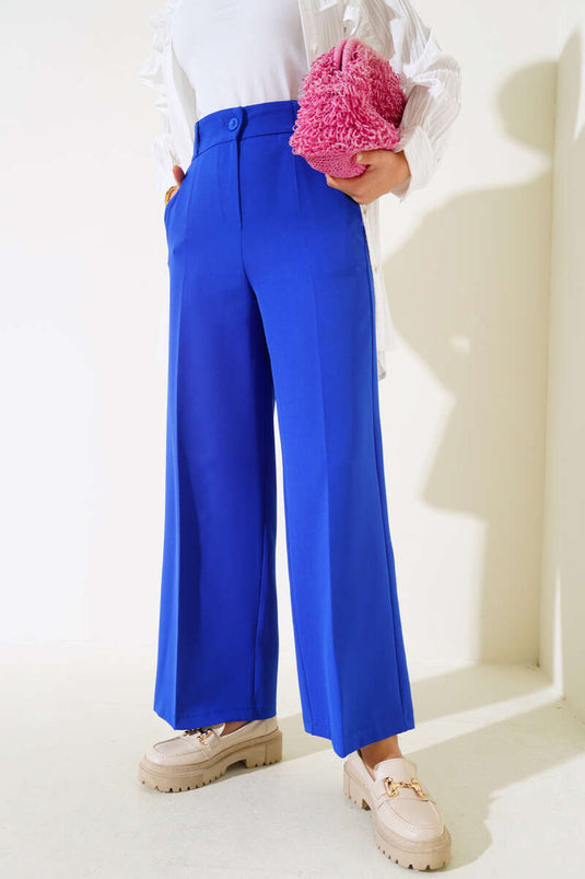 Bol Paça Kumaş Pantolon Saks