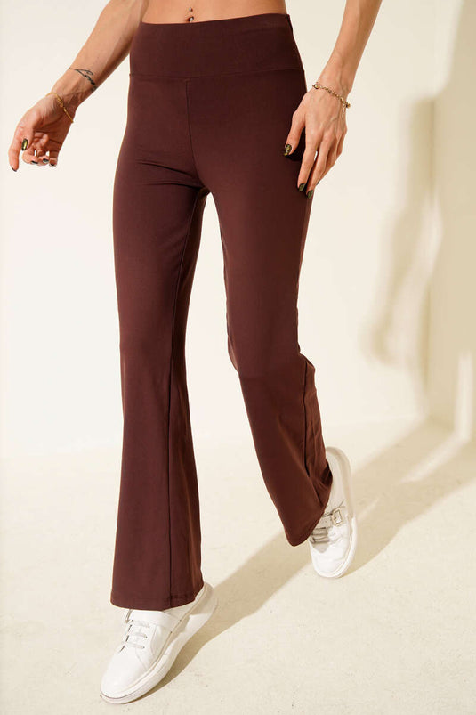 بنطلون لويشا واسع الساقين، بني