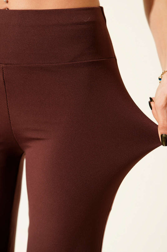 بنطلون لويشا واسع الساقين، بني