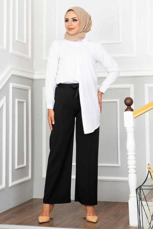 Pantalon Hijab à Jambes Larges Noir