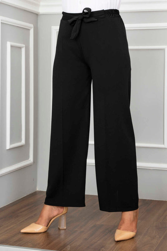 Pantalon Hijab à Jambes Larges Noir