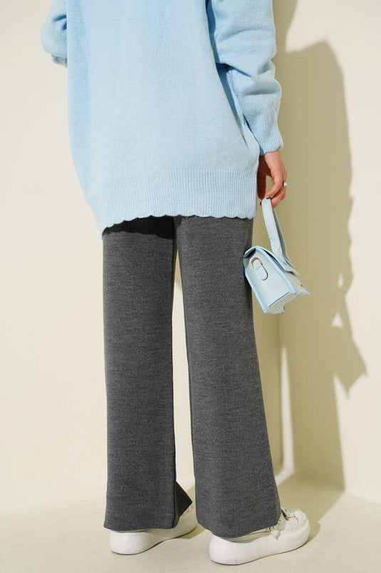 Bol Paça Triko Pantolon Füme