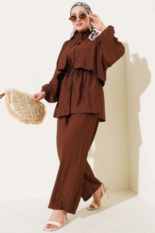 Bolero Detaylı İkili Takım Kahve