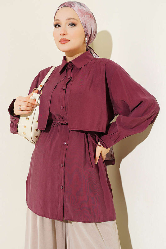 Camicia Tencel Con Fiocco E Dettagli Ruché Malva