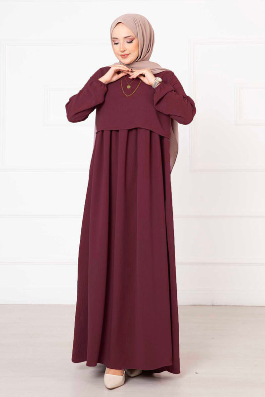 Bolero Look Hijab Dress Claret Red