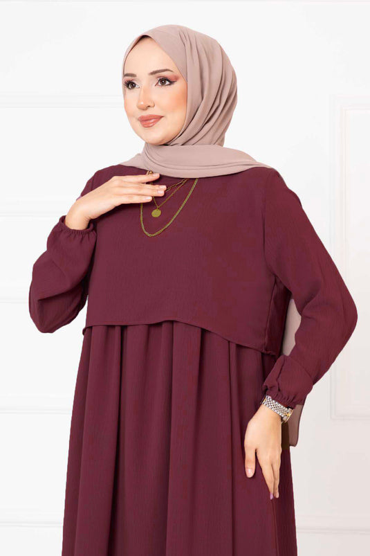 Bolero Look Hijab Dress Claret Red
