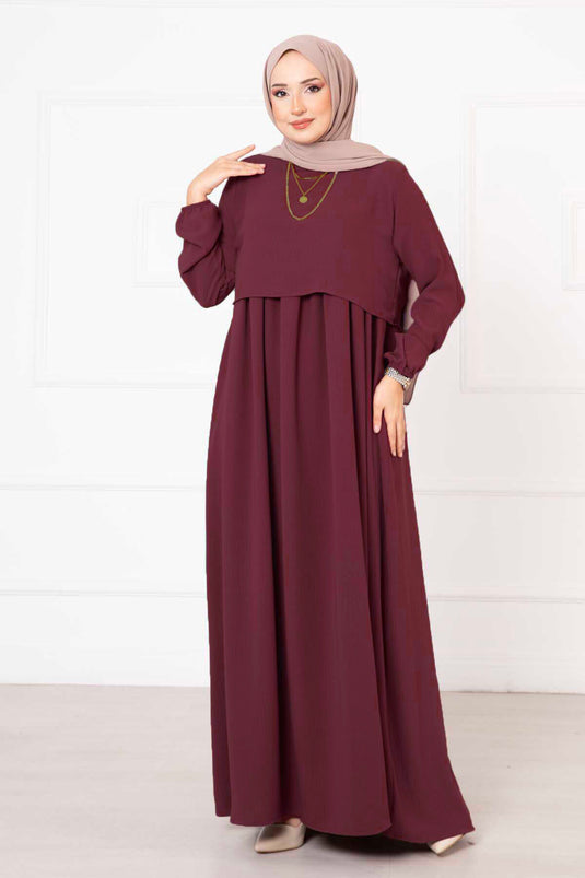 Bolero Look Hijab Dress Claret Red