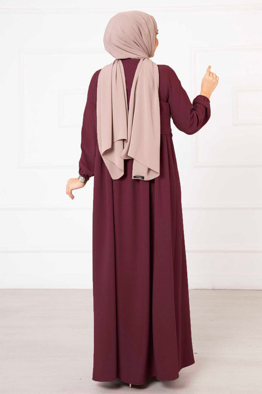 Bolero Look Hijab Dress Claret Red