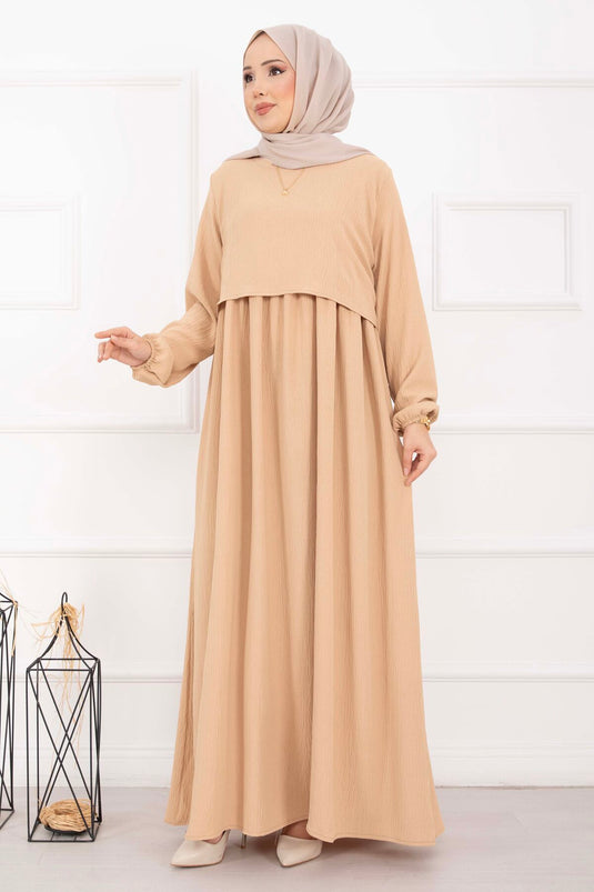 Bolero-uitziende jurk Latte