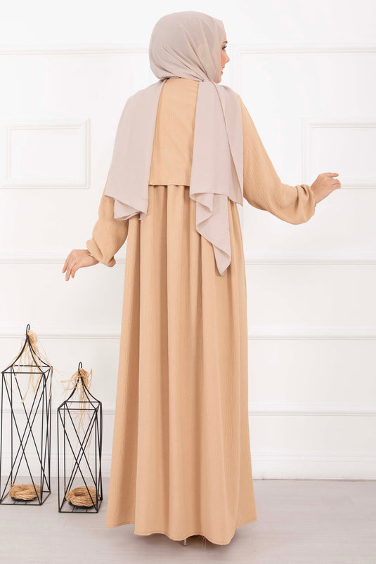 Bolero-uitziende jurk Latte