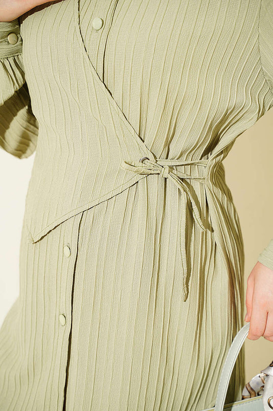 Chemise Olive Verte À Nœud Avec Boléro