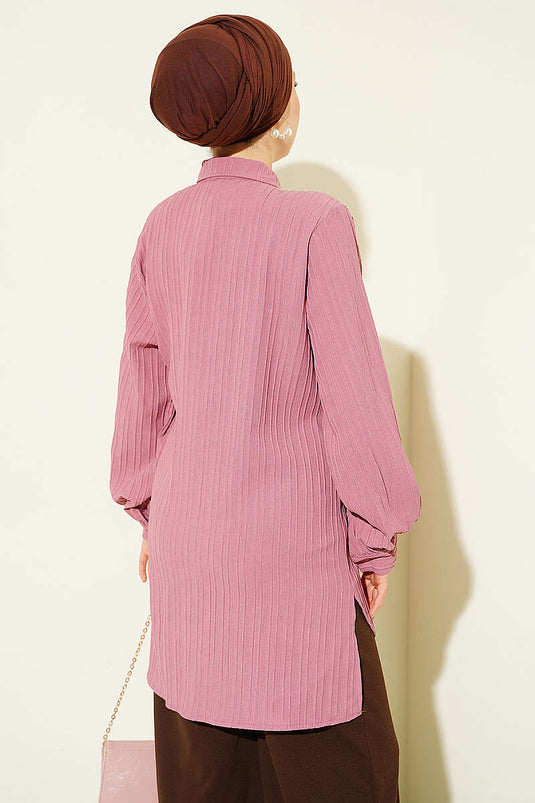 Chemise À Boutons Rose Vieux Avec Cordon