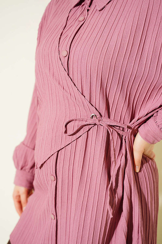 Chemise À Boutons Rose Vieux Avec Cordon