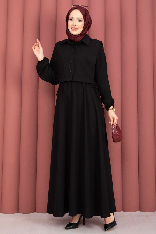 Completo Abito Tesettür Bolero Nero