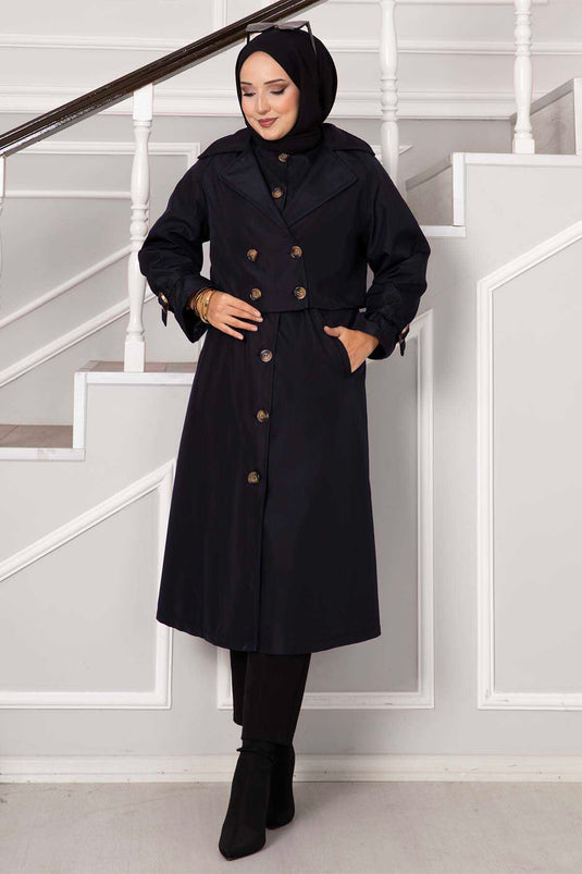 Navy Blue Trench Coat
