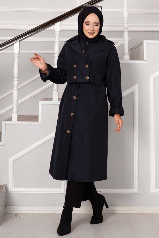 Navy Blue Trench Coat
