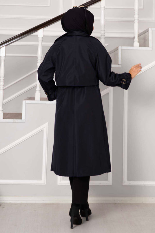 Navy Blue Trench Coat