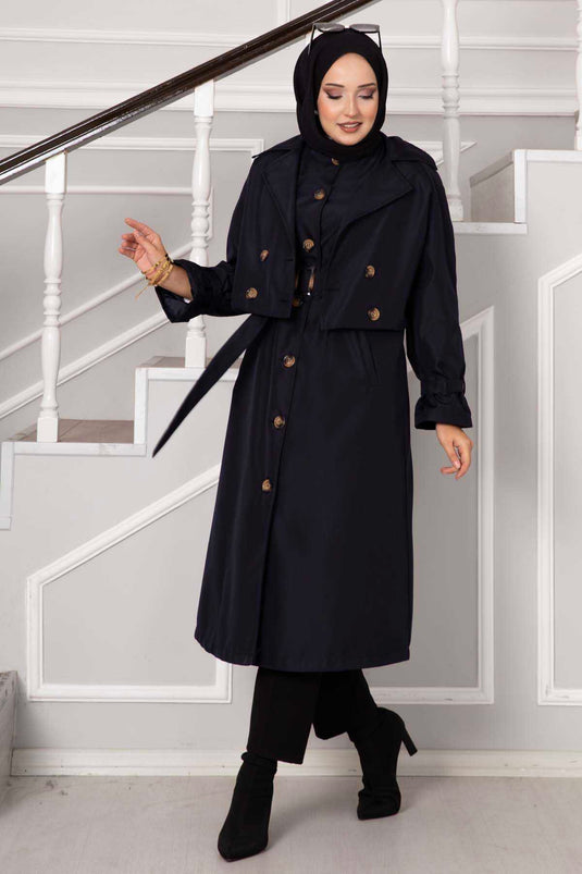 Navy Blue Trench Coat