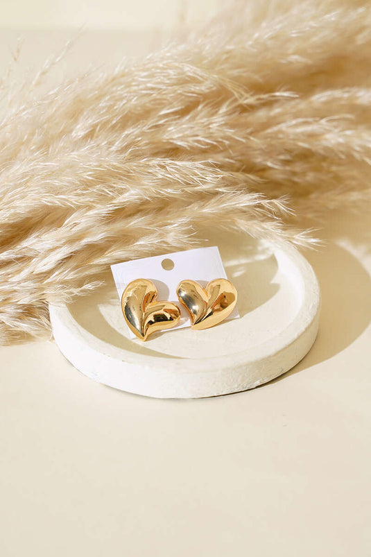 Boucles d'oreilles cœur bombé en or