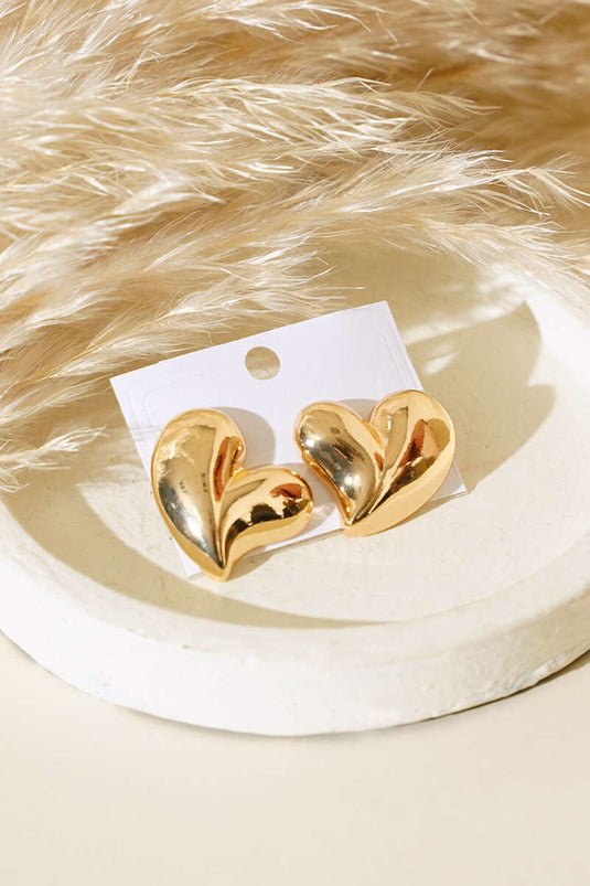Boucles d'oreilles cœur bombé en or