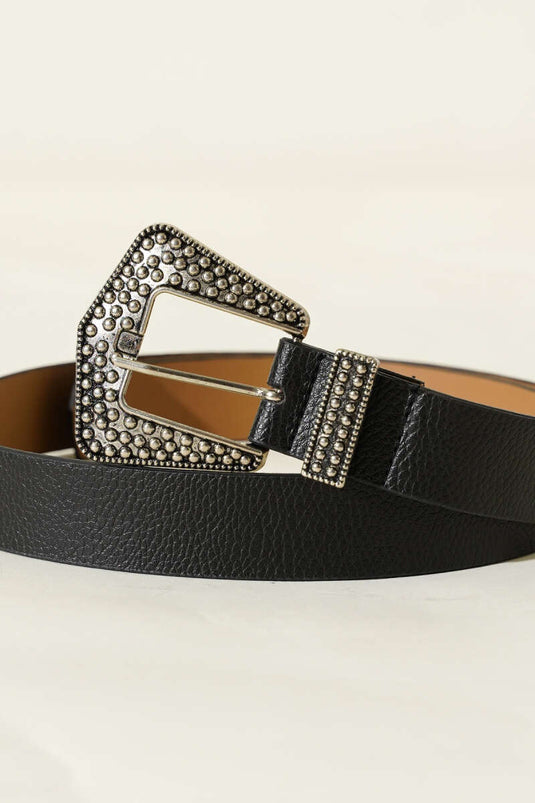 Ceinture à perles avec boucle en métal, noire