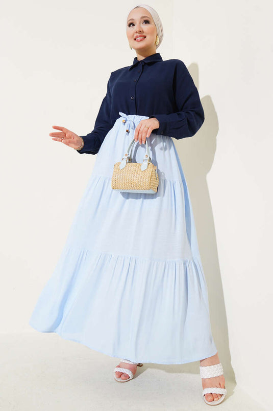 Beaded Rope Detailed Skirt Blue