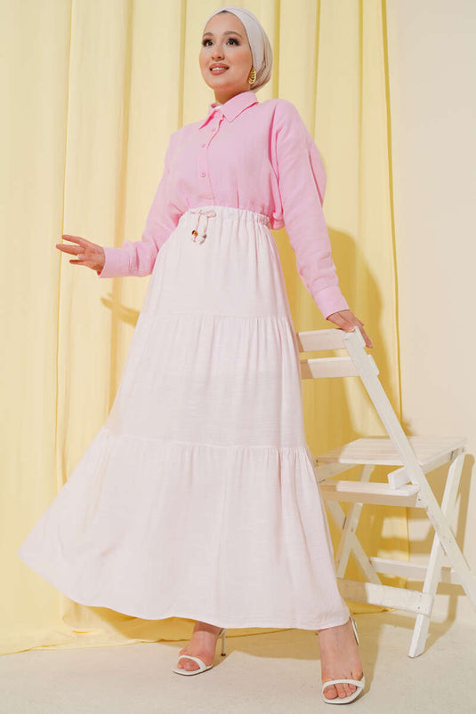 Beaded Rope Detailed Skirt Pink