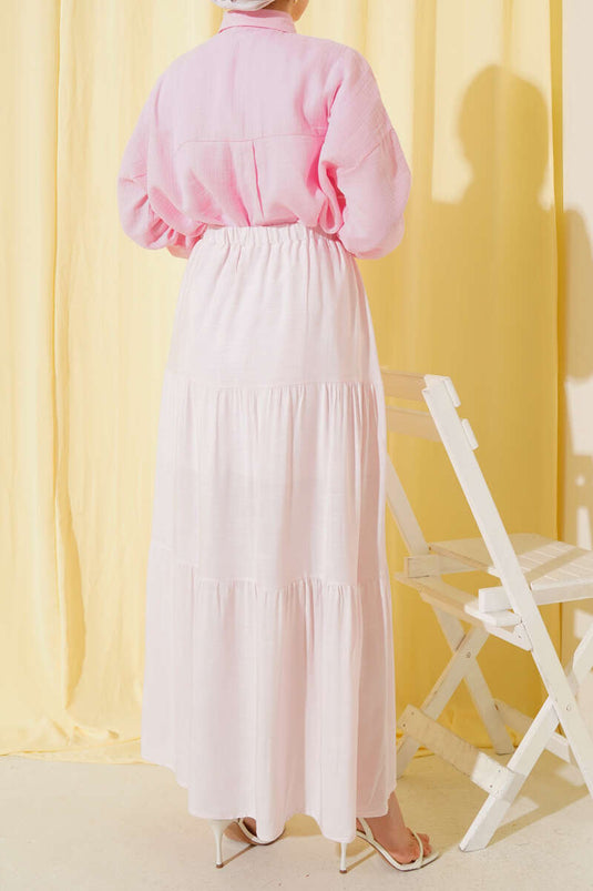 Beaded Rope Detailed Skirt Pink