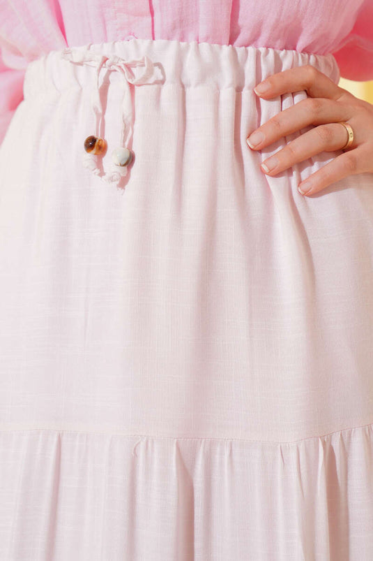 Beaded Rope Detailed Skirt Pink