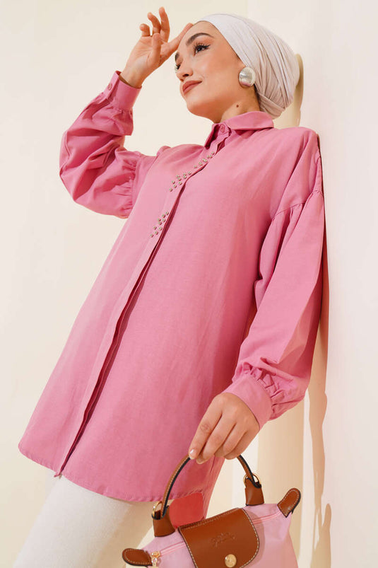 Beaded Embroidered Shirt Rose Dust