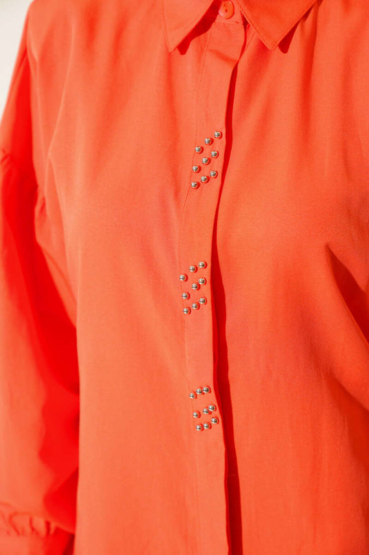 قميص مطرز برتقالي