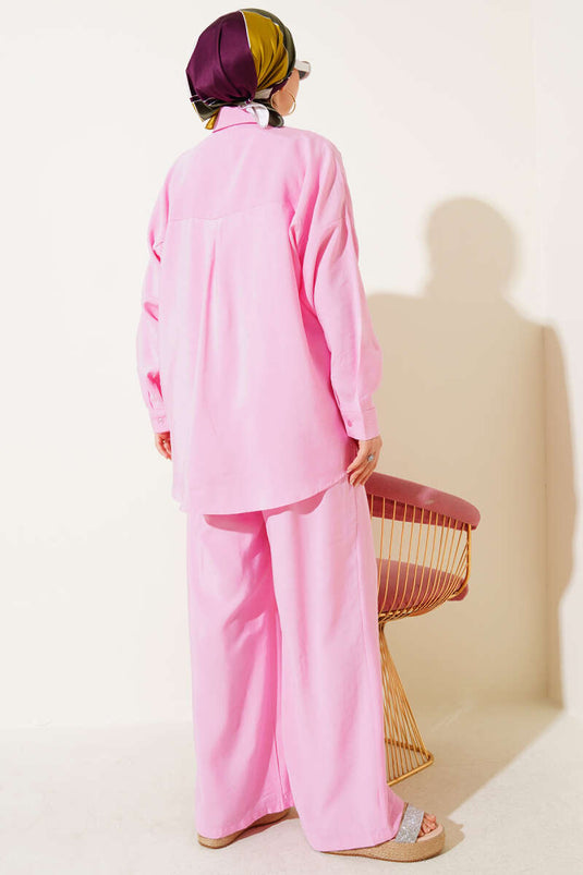 Beaded Embroidered Casual Two Piece Set Pink