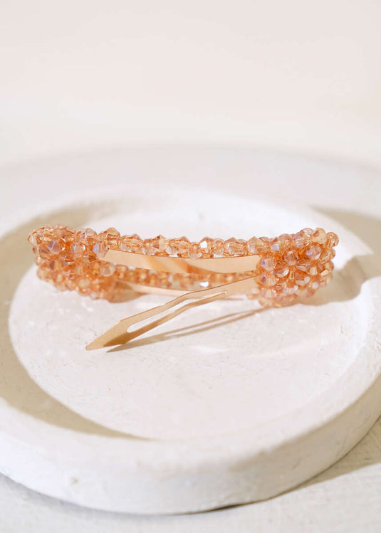 Boucle à pression perlée Saumon