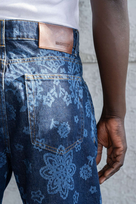 Borok Patroon Heren Spijkerbroek Blauw