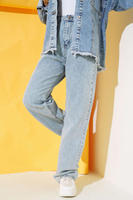 Boru Leg Open Blue Denim Jeans