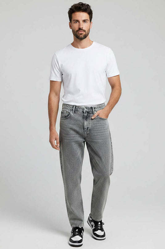 Pantalon homme gris à jambes étroites avec poches et tissu extensible
