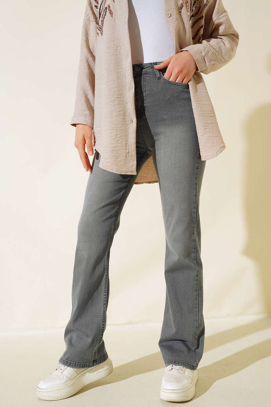 Boru Leggings Denim Pants Light Gray