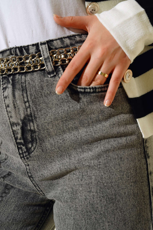 Boru Leg Black Light Wash Jean Pants