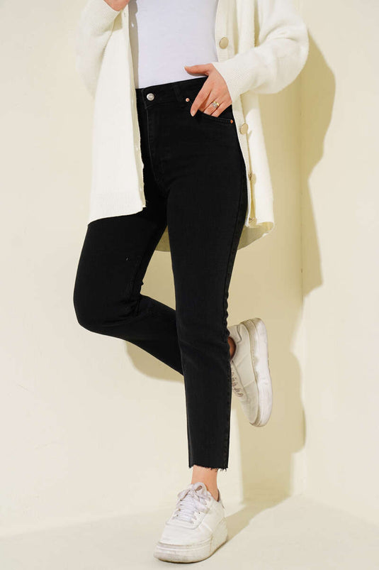 Boru Hosenbein Flicken Jeanshose Rauchgrau