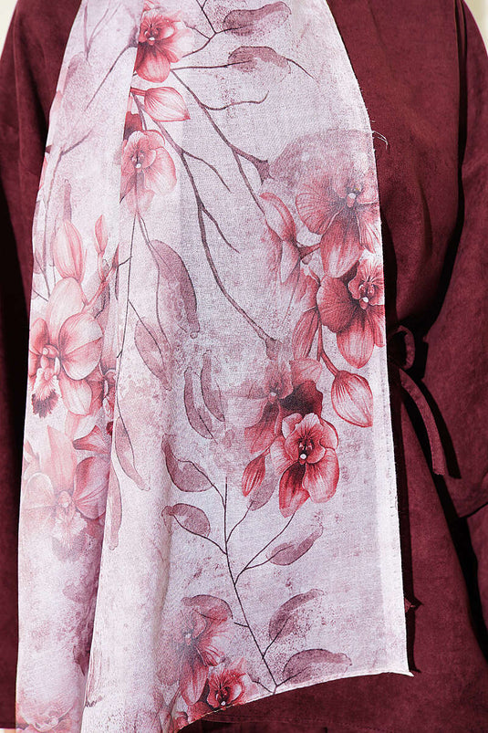 Écharpe En Bambou À Motif Floral Botanique Couleur Rose Poussière