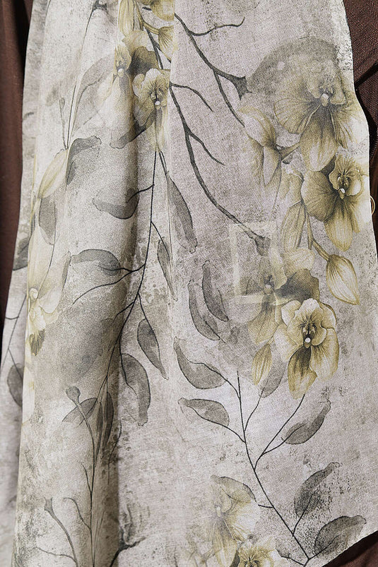 Botanical Floral Patterned Bamboo Shawl Navy