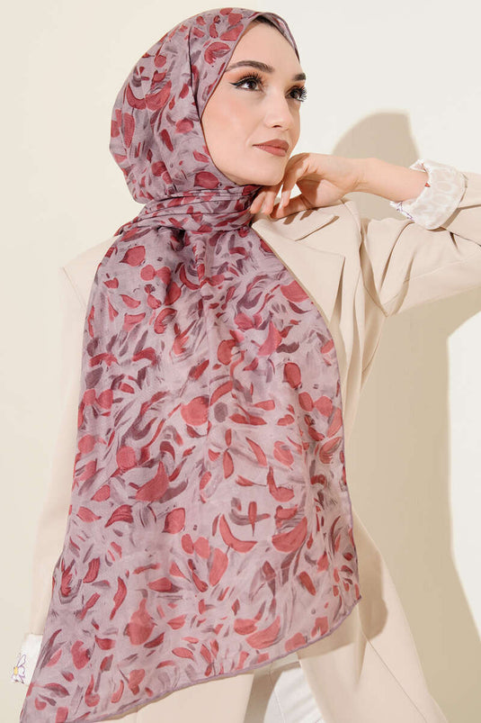 Botanik Desen Demore Şal Gül Kurusu