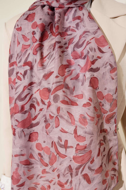 Botanik Desen Demore Şal Gül Kurusu