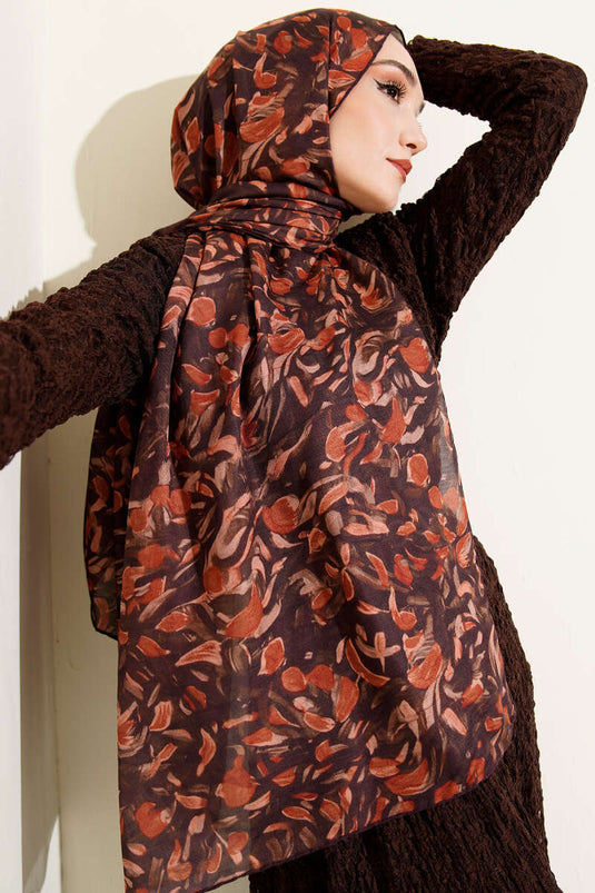 Botanik Desen Demore Şal Kiremit