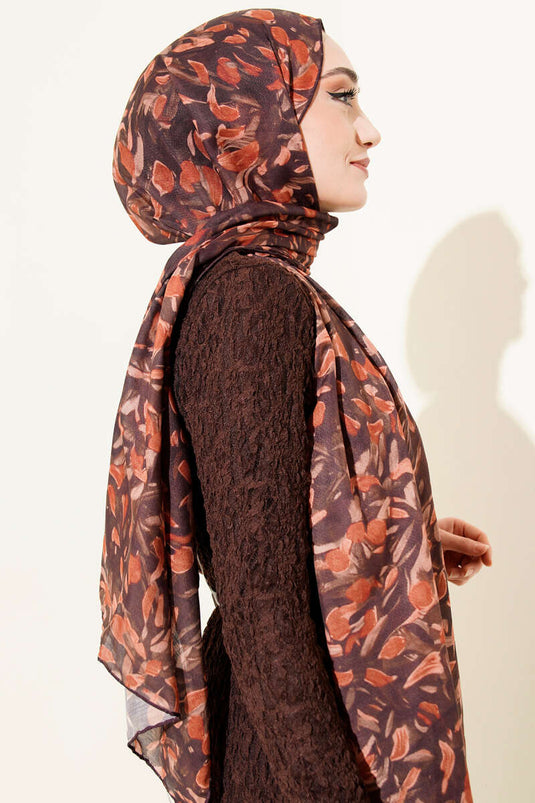 Botanik Desen Demore Şal Kiremit